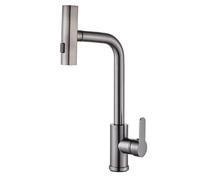 360° Swivel Kitchen Faucet Adjustable Monomando with 3 Modes Grifo Extraible Cocina Stylish Grey Design Waterfall Spout for Modern Home