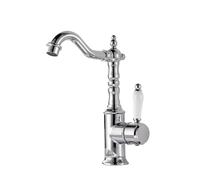 360° Swivel Kitchen Faucet - Antique Brass Single Handle Mixer, Hot & Cold Water Control, Ch Silver Tap for Modern & Classic Kitchens, Slish & Easy to Inll