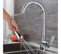 360° Swivel Kitchen Faucet Dual Mode Hot & Cold Brass Sink Mixer Tap PullOut Spray Modern Grey Kitchen Faucet for Easy Cleaning & Cooking