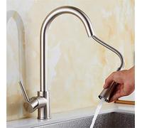 360° Swivel Kitchen Faucet Pull Down Chrome Mixer Tap with Aerator Single Handle Deck Mounted Elegant Gold Nickel Finish Modern Design for Easy Use