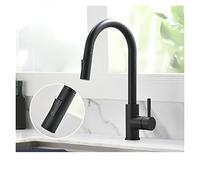 360° Swivel Kitchen Faucet Single Handle Pull Down Mixer Tap Flexible Silver Kitchen Sink Faucet Modern Touch Control Water Tap for Home Use (Model 866005 Black)