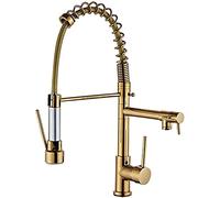 360° Swivel Kitchen Faucet with Pull-Down Sprayer, 2 Functions (Stream & Spray), Double Handle Lavatory Sink Mixer, Modern Design, Easy Installation
