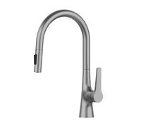 360° Swivel Kitchen Faucet with Pull-Down Sprayer 2 Spray Modes Chrome Finish Modern Design Easy Installation Perfect for Home & Restaurant Use,Brossé