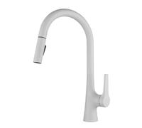 360° Swivel Kitchen Faucet with Pull-Down Sprayer 2 Spray Modes Chrome Finish Modern Design Easy Installation Perfect for Home & Restaurant Use,Blanc