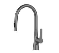 360° Swivel Kitchen Faucet with Pull-Down Sprayer 2 Spray Modes Chrome Finish Modern Design Easy Installation Perfect for Home & Restaurant Use,Gris