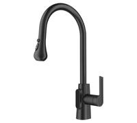 360° Swivel Kitchen Faucet with Pull-Down Sprayer, 3 Spray Modes for Easy Vegetable and Dish Washing, Stylish Black Mixer Tap for Modern Kitchens