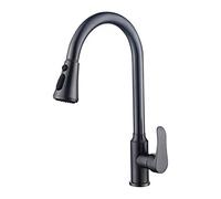 360° Swivel Kitchen Faucet with Pull Down Sprayer 3 Spray Modes Single Handle Cold & Hot Water Mixer Chrome Finish (Gray Gun) Modern Upgrade