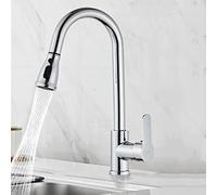 360° Swivel Kitchen Faucet with Pull Down Sprayer 3 Spray Modes Single Handle Hot & Cold Water Mixer Chrome Finish Modern Sink Tap