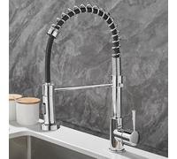 360° Swivel Kitchen Faucet with PullDown Sprayer Black & Brushed Finish Modern Single Hole Mixer Tap for Home & Commercial Use Stylish Chrome Design