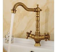 360° Swivel Kitchen Sink Faucet All Copper Retro Mixer Tap European Hot & Cold Brass Faucet Lead Free Creative Brushed Antique Design by