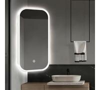 360° Swivel LED Corner Mirror Rectangular Wall-Mounted Makeup Mirror with Metal Frame Infinitely Dimmable in 3 Colors Telescopic & Rotatable for Bathroom and Dressing Room