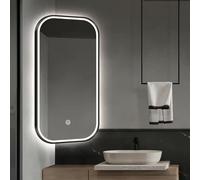 360° Swivel LED Corner Mirror with Metal Wall Mount 3 Color Dimmable HD Makeup Mirror Rotatable Design for Perfect Reflections - Nero Size: 40 cm