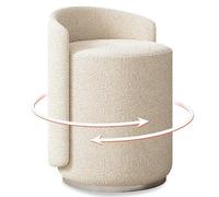 360° Swivel Modern Makeup Vanity Chair - Low Back Stool for Bedroom Dressing Table & Study Room Soft Berber Fleece Upholstery Stylish & Comfortable