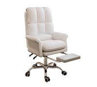 360° Swivel Office Desk Chairs, Leather Height Adjustable Computer Task Chair with Footrest and Tiltable Back, Upholstered Ergonomic Rolling Chair, Reclining Chairs