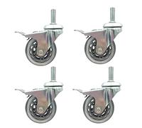 360° Swivel Polyurethane Furniture Casters with Brake 4-Pack M12 Universal Rolling Wheels for Carpet & Hardwood Heavy-Duty Threaded Stem (Brake Color: M10)
