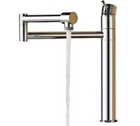 360° Swivel Pot Filler Faucet Chrome Kitchen Faucet with Dual Spray Modes Brass Single Handle Hot & Cold Mixer Stretchable Double Swing Joint Design for Easy Use