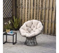 360° Swivel Rattan Chair Outdoor Wicker Chairs w/ Padded Cushion