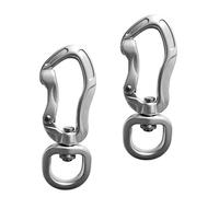 360° Swivel Rotating Carabiner Clip Multifunctional Aluminium Alloy Climbing Carabiners Clip D Buckle Snap Clip Hook for Outdoor Camping Hiking Tactical Survival (Silver 76mm,Bent-gate)
