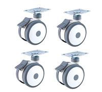 360° Swivel Rubber Casters with Brakes - Replacement Furniture Wheels, Super Silent Rolling, Heavy Duty, Universal Fit for Mobility Equipment, Easy Install, & Smooth Movement