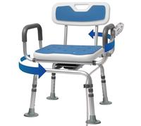 360° Swivel Shower Chair for Elderly, Bath Chair with Backrest and Armrests, Swivel Cold-Resistant Pads, 350 Lbs Portable Tool-free Assembly, Ideal for Indoor Shower