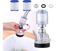 360° Swivel Sink Faucet Filter With 2 Elements - Water Purifier With Adjustable 3 Mode Splash-Proof Booster - Kitchen Tap Extender Sprayer Aerator - Water Saving