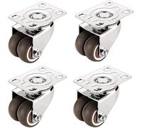 360° Swivel Soft Casters 1.5/2 Inch with Top Mounting Plate, Silent Universal Wheels with Brake for Drawers, Heavy Duty, 50mm Rolling Wheel