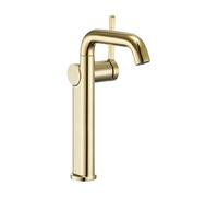360° Swivel Spout Kitchen Faucet Single Handle Modern Brass Bathroom Tap Hot Cold Water Milky White Small (Brushed Gold Large)