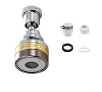 360° Swivel Tap Aerator Dual Mode Spray Head for Kitchen Sink - Water Saving Brass Nozzle M22 for m24 Adapter Silver 5.7x4.2cm
