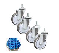 360° Swivel Trolley Wheels 4-Pack Quiet Rubber Casters with Zinc Steel Bracket Universal for Mobile Shelves & Equipment 3-Inch Replacement Parts with Brake