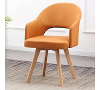 360° Swivel Upholstered Dining Chairs with Solid Wooden Legs Accent Armchairs for Bedroom & Dining Room Stylish Hollow Back Tub Chair (Orange)