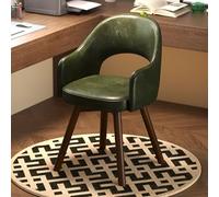 360° Swivel Upholstered Office ChairModern Dining Chair with Wraparound Back Green Leather Accent Chair for Living Room Bedroom Vanity Reading Nook