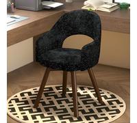 360° Swivel Upholstered Office ChairModern Dining & Makeup Stool Contoured Back Perfect for Living Room Bedroom Office Reading Nook (Black)