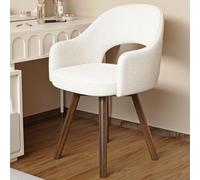 360° Swivel Upholstered Office ChairModern Dining Seat Cozy Lounge Chair with Curved Backrest for Living Room Bedroom Makeup Vanity Reading Nook (White)