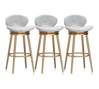 360° Swivel Velvet Bar Stool - White Counter Height Chair with Back & Gold Base Ideal for Kitchen Island Home Bar Dining Room & Bistro 29.5" H Set of 1