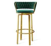 360° Swivel Velvet Bar Stools Set of 1/2/3/4OpenBack Design with Woven Back Gold/Black Footrest Perfect for Kitchen Island & Pub Dining Elegant Green Gold Legs 1 Piece