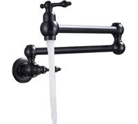 360° Swivel Wall Mounted Kitchen Faucet Antique Design Dual Control Single Handle Cold Water Pot Filler Black h Perfect for Sin