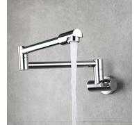 360° Swivel Wall Mounted Kitchen Faucet Folding Single Cold Brass Tap Chrome Plated Household Sink Faucet for Space-Saving & Modern Design (Chrome A)