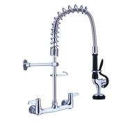 360° Swivel Wall-Mounted Kitchen Faucet with Pull-Out Sprayer, Dual Lever Design for Effortless Hot & Cold Water Control, Modern Kitchen Tap Fixture