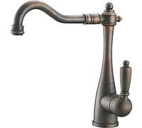 360° Swiveling Nostalgia Kitchen Faucet - Single Lever Mixer Tap with Vintage Antique Bronze Finish, Antique Bronze, Stylish and Classic