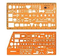 360 TACTICAL Standard Graph Template Stencil with Military Marking Symbols for NATO Army Drawing and Drafting on Tactical Map #8353 (Pack of 2 Ruler)
