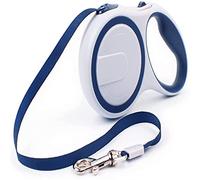 360° Tangle-Free Retractable Dog Lead, Pet Retractable Leash for Up to 30kg Dogs, 3/5 m Strong Nylon Tape/Ribbon, One-Handed Brake, Pause, Lock(Blue,5m)