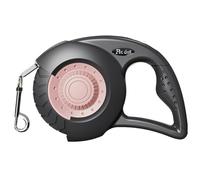 360° Tangle-Free Retractable Dog Leash | 9.8-16 ft Strong Nylon Tape | Ergonomic Handle Design | One-Handed Brake, Pause, Lock (White) (Black-Pink, 16.4ft)