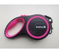 360° Tangle-Free Retractable Dog Leash with Anti-Slip Handle Strong Nylon Tape One-Handed Brake, Pause, Free Pet Walking Leash for Dogs Multi-size and multi-color options (Pink, 8M)