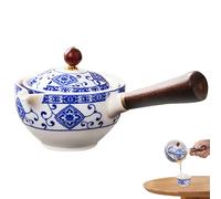 360 Tea Maker, Rotating Tea Pot, 360 Tea Maker with Wood Side Handle 160ml Chinese Rotating Tea Pot Ceramic Handheld Teapot with Fine Mesh Filter for Loose Leaf Tea