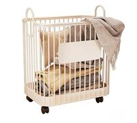 360° Universal Wheel Laundry Basket with Handles, Open Design Metal Sto Bin, Breathable for Bedroom, Bathroom, Living Room, Available in 2 Sizes (White, 51x32x66cm)