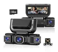 360° View Dash Cam 4 Channel Dash Cam Front Rear and Inside with 5GHz WiFi & App Control, 170°Wide Angle Camera for Car, Loop Recording, Night Vision, G-Sensor, Parking Mode, Included 32GB Card(2pcs)