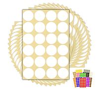 360 x White Sticky Dots - 32mm - Round Colour Coding Dot Stickers - 15 Sheets