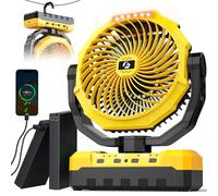 36000mAh Portable Camping Fan - 150HRS Rechargeable Fan with Detachable Battery with LED & Remote - 4 Speeds Battery Powered for Tent,Travel, Office, Jobsite
