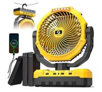 36000mAh Portable Camping Fan - 150HRS Rechargeable Fan with Detachable Battery with LED & Remote - 4 Speeds Battery Powered for Tent,Travel, Office, Jobsite