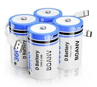 3600mAh(5400mWh) BOANV D Batteries,1.5v Rechargeable Lithium D Batteries with 2 in 1 USB-C Chrging Cable x2, LR20 1.5v D Size Cell Batteries for Floodlight & Toys, 4 Pack